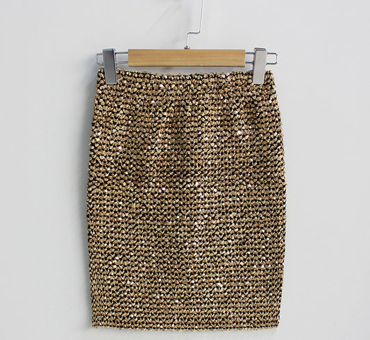 Printemps et été, paillettes scintillantes, élastique et polyvalente, jupe slim et fessière 3682