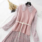 Sweater sweet baby Collar Chiffon Skirt Suit two-piece suit  3802