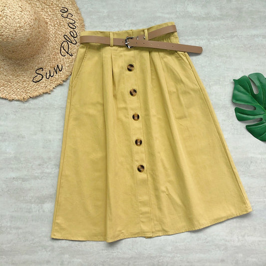 forest high waist A-line skirt, complimentary belt  3681