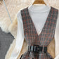 Woolen vest dress two piece stand collar knit bottoming shirt  3771