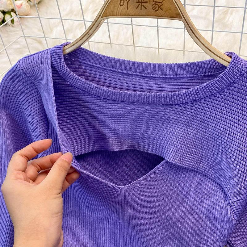 Fashion open chest sexy knitted dress  3754