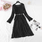 Hollowed out lace blouse Chiffon Dress  3801