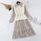 Sweater sweet baby Collar Chiffon Skirt Suit two-piece suit  3802