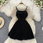 Suspender skirt gold velvet diamond studded strapless dress  3746