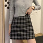 Chic short style plaid skirt, high waist a -line skirt, wrap buttock skirt  3626