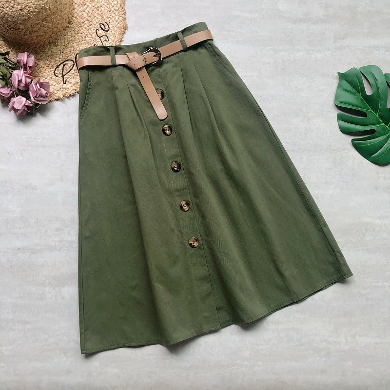 jupe trapèze taille haute en forêt, ceinture offerte 3681