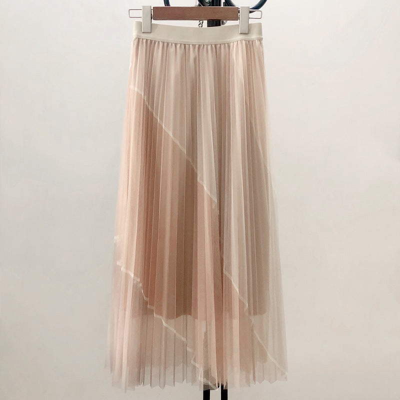 Nouvelle jupe en gaze de couleur contrastante, jupe en gaze taille haute de couleur assortie 3708