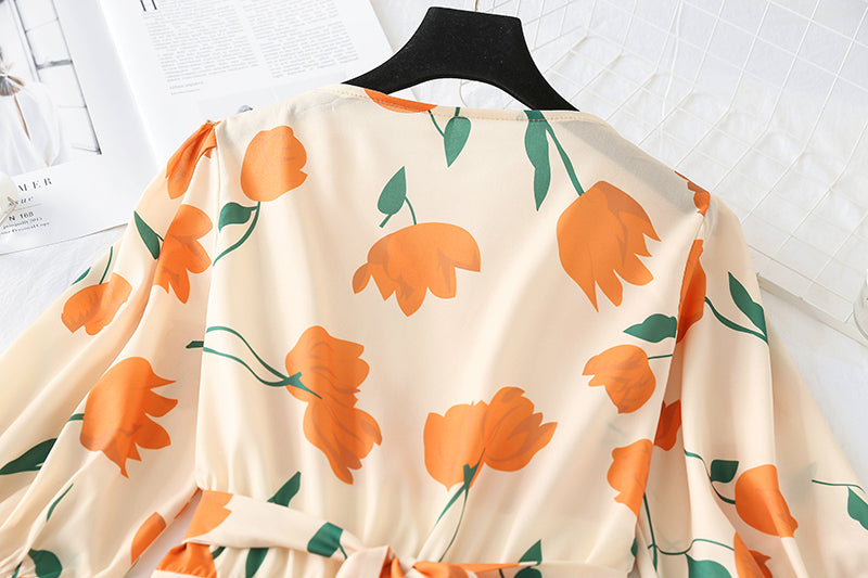 High waist Platycodon grandiflorum French smoked fishtail skirt  3732