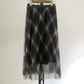 New plaid print net gauze skirt, thousand bird shape skirt  3704