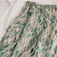 High sense ,Literary style, silk ramie, blended leaf printed A-line skirt  3635