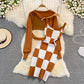 Pure suspender dress half Knitted Blouse two-piece set  3759