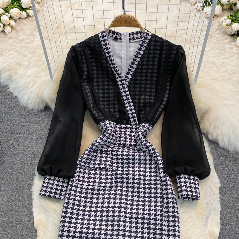 Slim and slim split Hip Wrap Dress bottomed skirt  3764