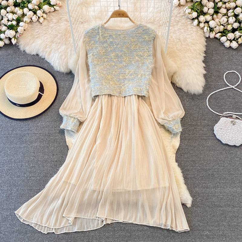 Small fragrance suit women's Vest pleated lace up bottomed skirt  3773