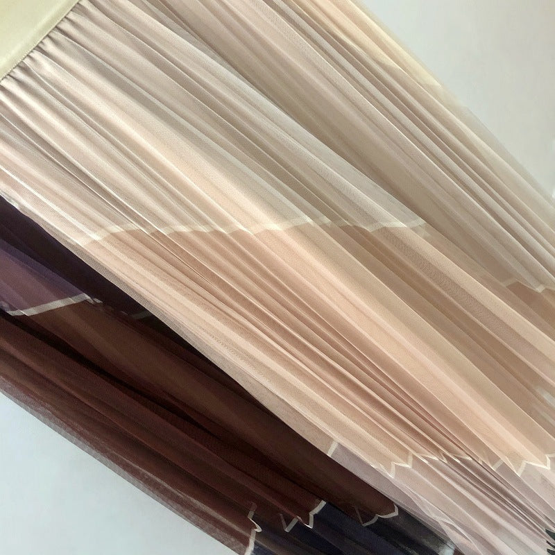 Nouvelle jupe en gaze de couleur contrastante, jupe en gaze taille haute de couleur assortie 3708