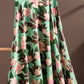 Jupe à imprimé floral, jupe trapèze en soie lourde, jupe midi 3634 