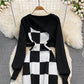 Pure suspender dress half Knitted Blouse two-piece set  3759