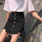 Irregular black skirt, summer, new style, high-waisted A-line skirt  3656