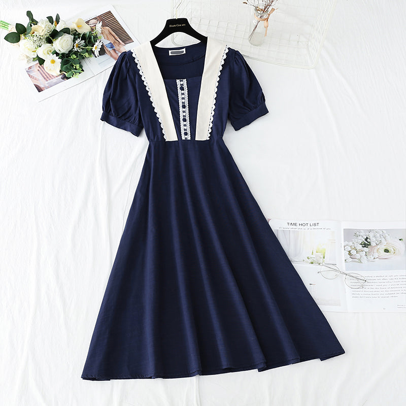 French Retro Tea Break Temperament Taillenlanger Rock A-Linienrock 4249