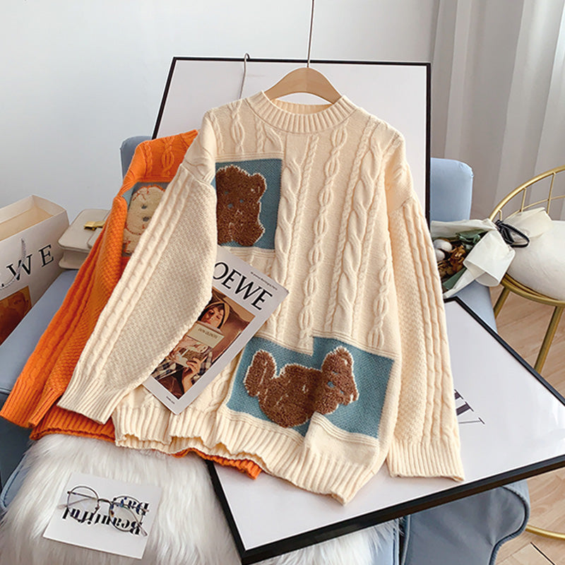 Kleiner Bär Pullover Damen Pullover Twist knit 5016