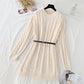 New lace up stitching fake two pleated inner bottom sweater skirt  4755