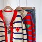 Striped sweater net red knitted cardigan  5074