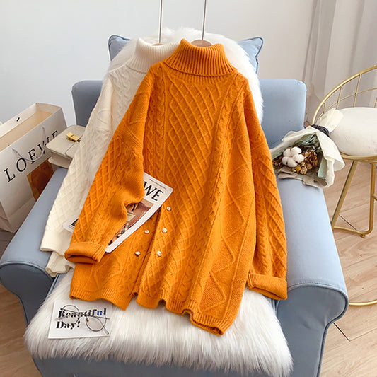 New loose lazy style sweater high neck sweater women  4922