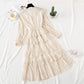 V-neck wave point Chiffon Dress  3730