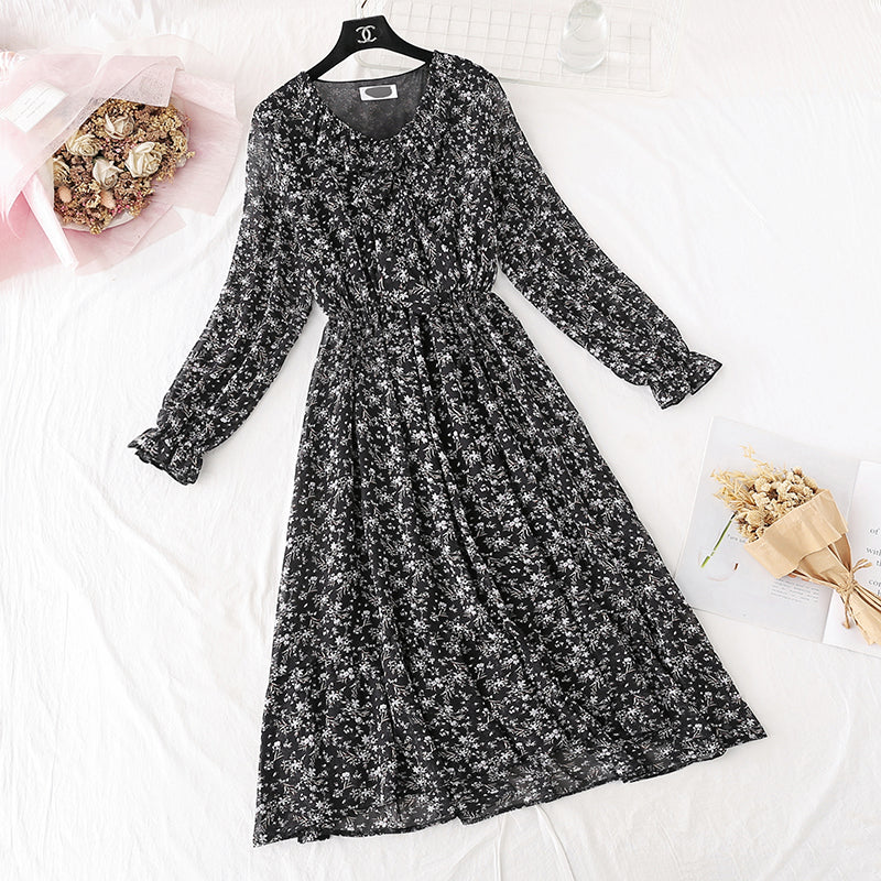 Vintage Floral Dress Chiffon Dress fairy super fairy series  4018