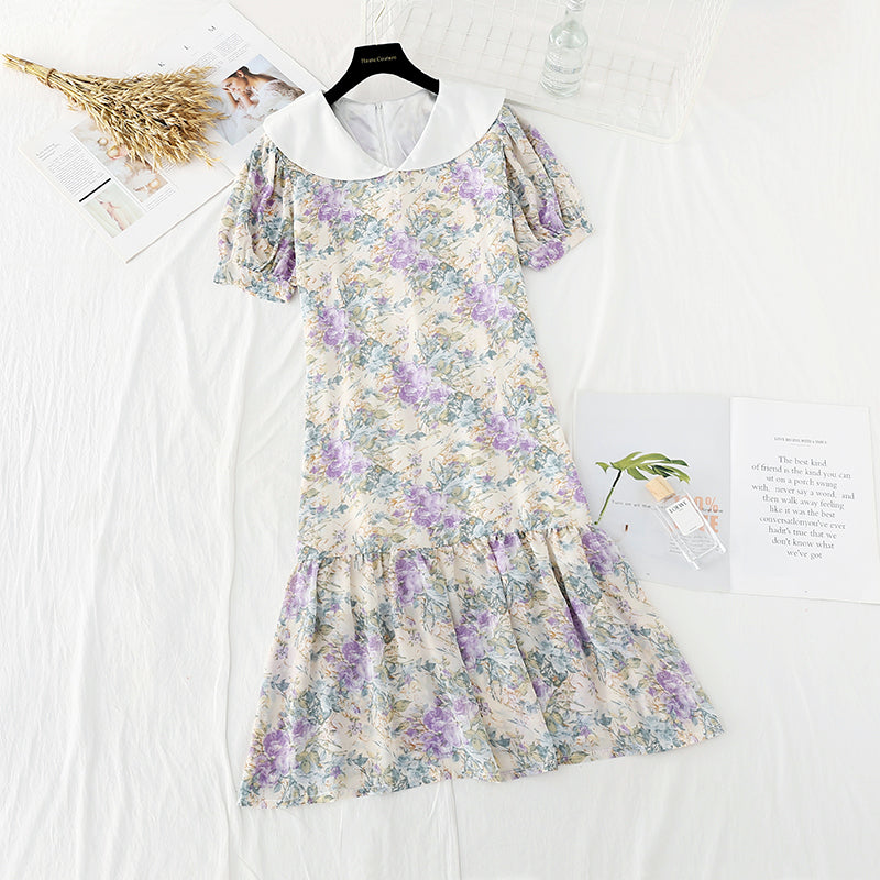 Jupe en mousseline de soie à volants et manches bouffantes pour le premier amour français 4614