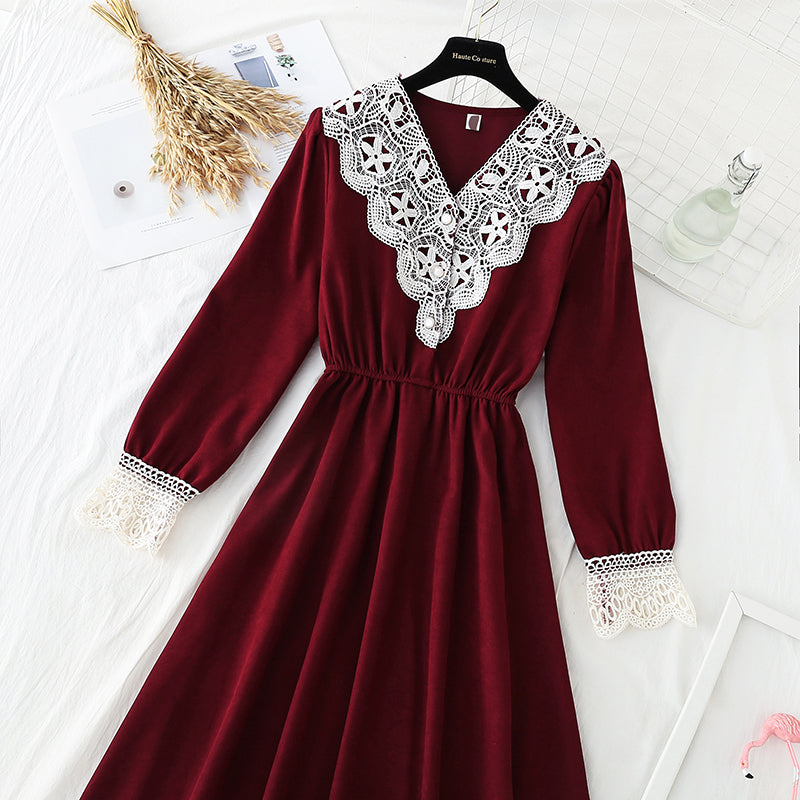 New lace skirt French retro minority black skirt  4564