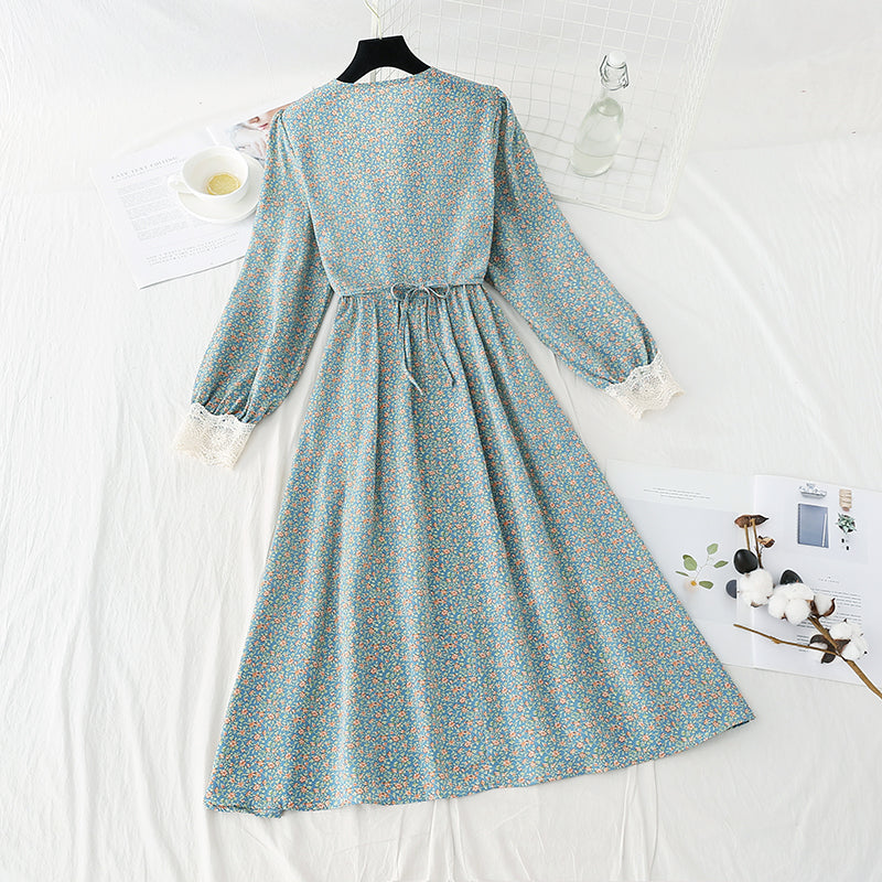 Floral dress gentle wind slim temperament Chiffon Skirt  4082