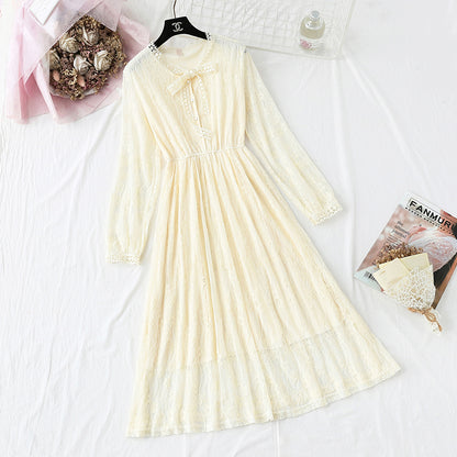 Lace Dress Small fragrance long sleeve bottomed skirt  4358