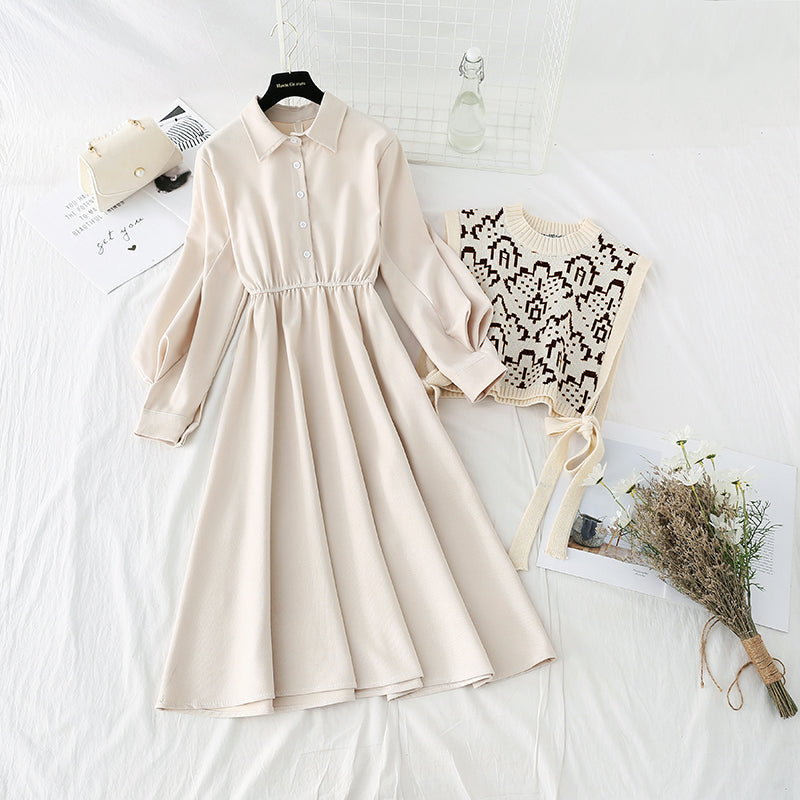 Slim knit dress versatile bottomed winter dress  4075