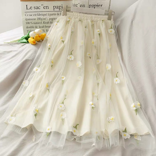 Mesh skirt, spring/summer, new style, embroidery, fairy high waist lace skirt  3638