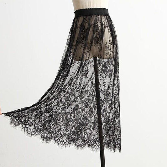 Four seasons, single mesh skirt lace bottom skirt  3712