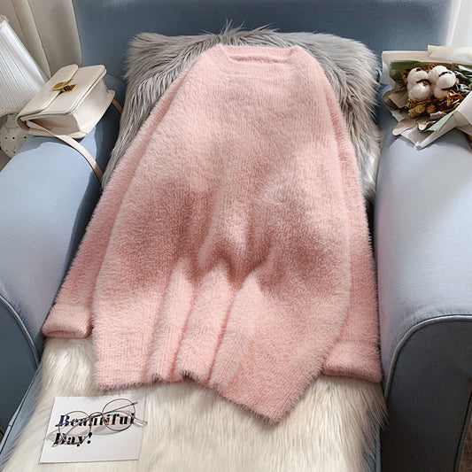 Imitation mink soft waxy sweater female  4917