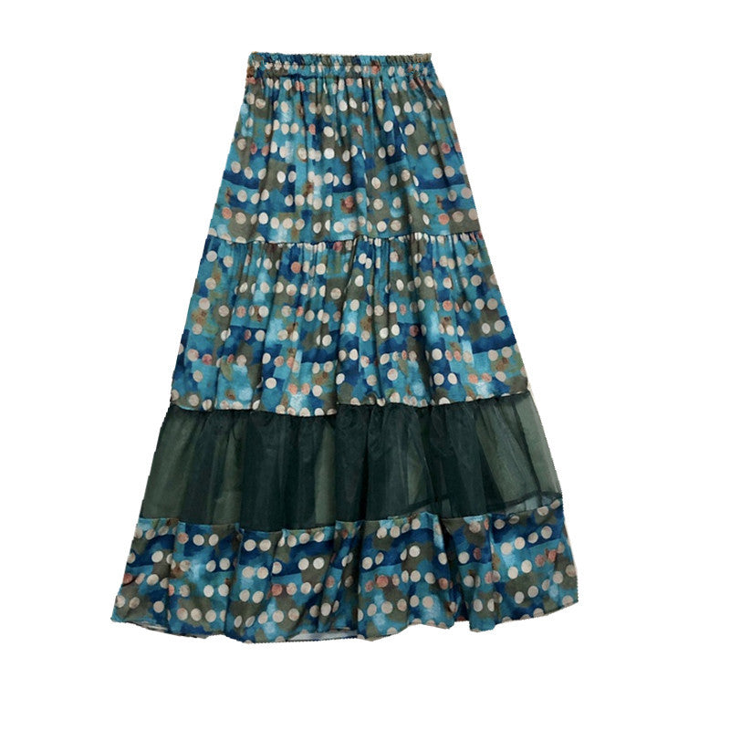 jupe en gaze à imprimé pois avec maille drapée 3688