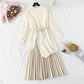 Knee knitted sweater pleated skirt two piece set  4463