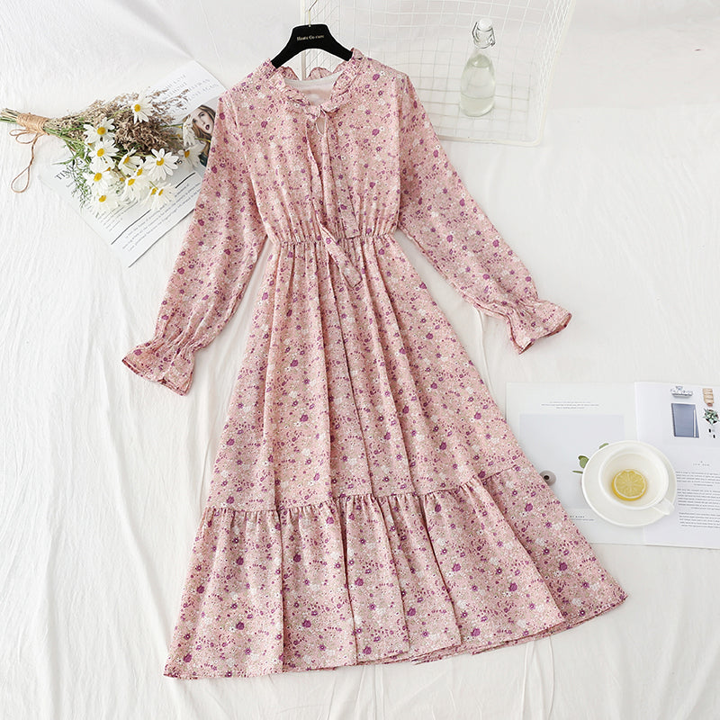 Ruffle edge gentle wind broken flower skirt  4835