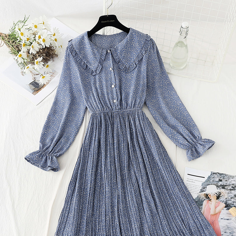 Neuer französischer, altersreduzierender Faltenrock, großer Swingrock, Chiffon, langer Rock 4574