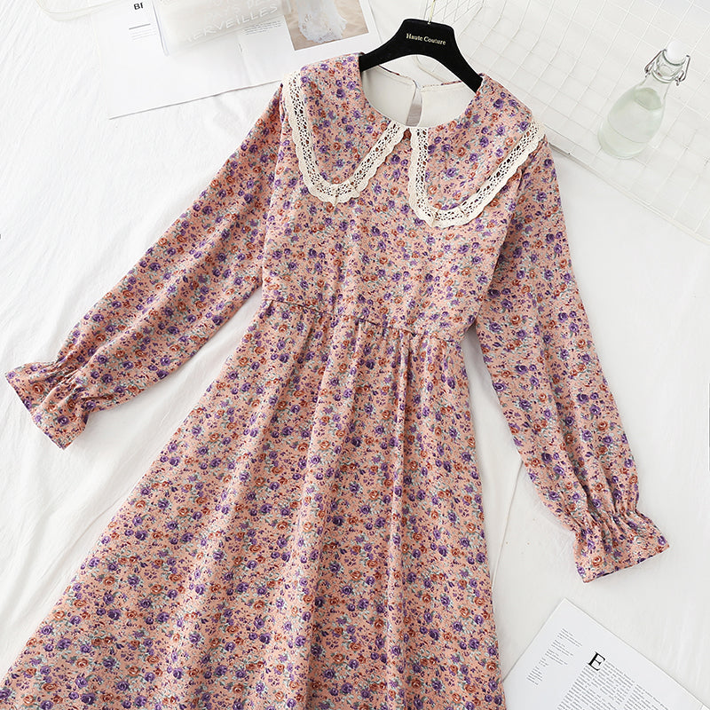 Doll neck hollow out age reducing thin dress female  4560