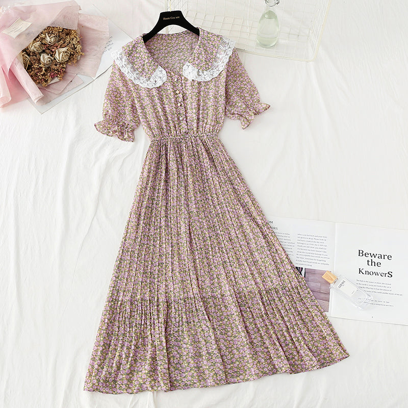 New baby collar Floral Chiffon Skirt French retro fairy skirt  4875