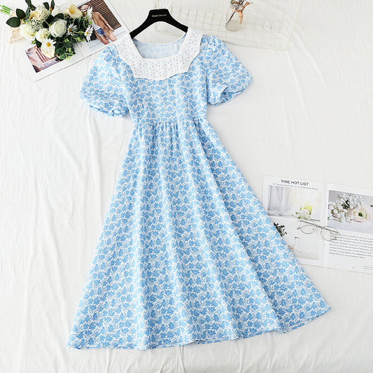 New French bubble sleeve princess skirt length style temperament  4256