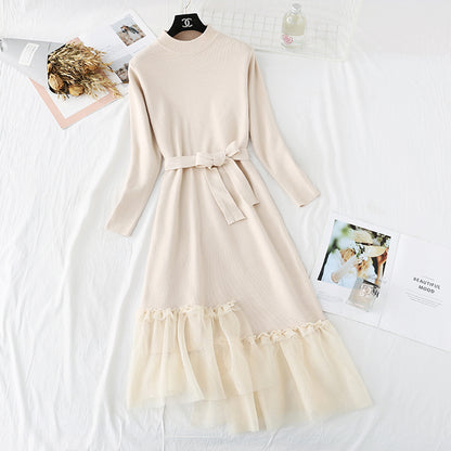 Sweater over the knee, Royal sister style bottom temperament long skirt  3794