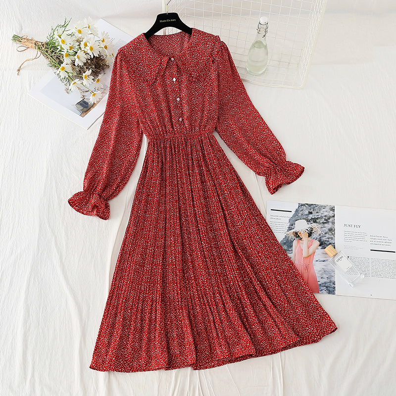 Neuer französischer, altersreduzierender Faltenrock, großer Swingrock, Chiffon, langer Rock 4574