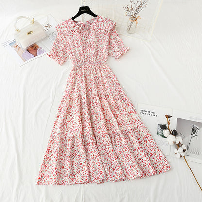 Baby collar floral dress sweet Chiffon fairy skirt  4866