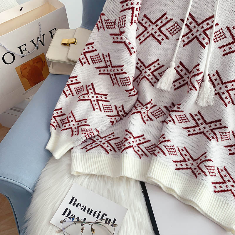 Net red hooded sweater with Korean knitted sweater  5111