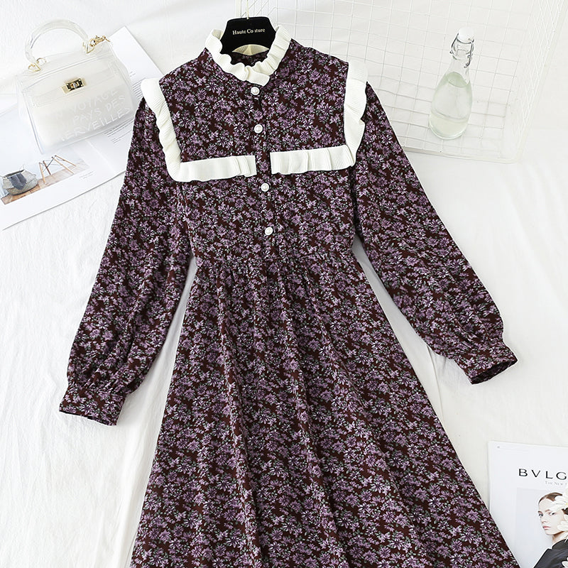 New Mori floral retro French Plush bottomed skirt  4562