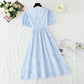 Cotton linen dress embroidered first love tea break skirt  4273