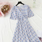 Floral Chiffon Dress gentle wind long skirt sweet V-neck  4859